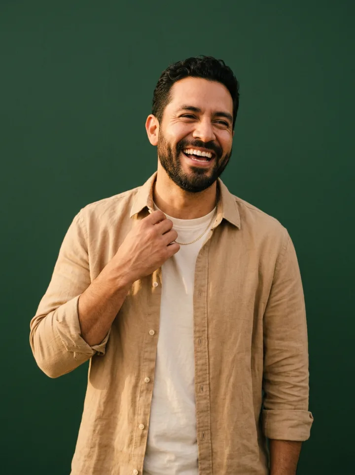 Hombre sonriente y seguro