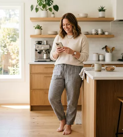 mujer relajada usando revert